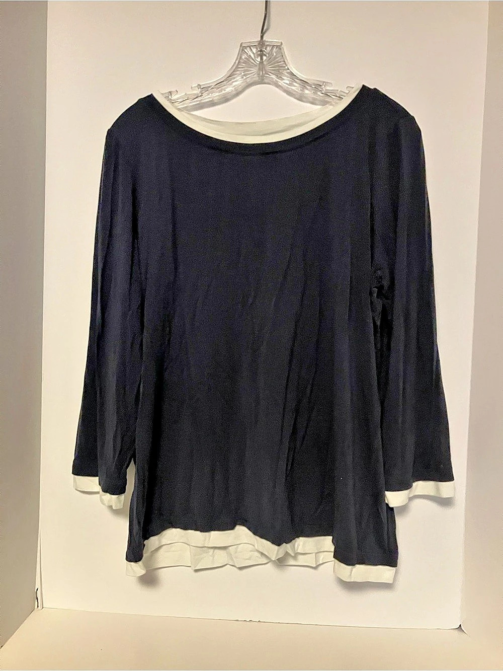 Hobbs Layered Hem Tunic in Black & White Size XL Like New